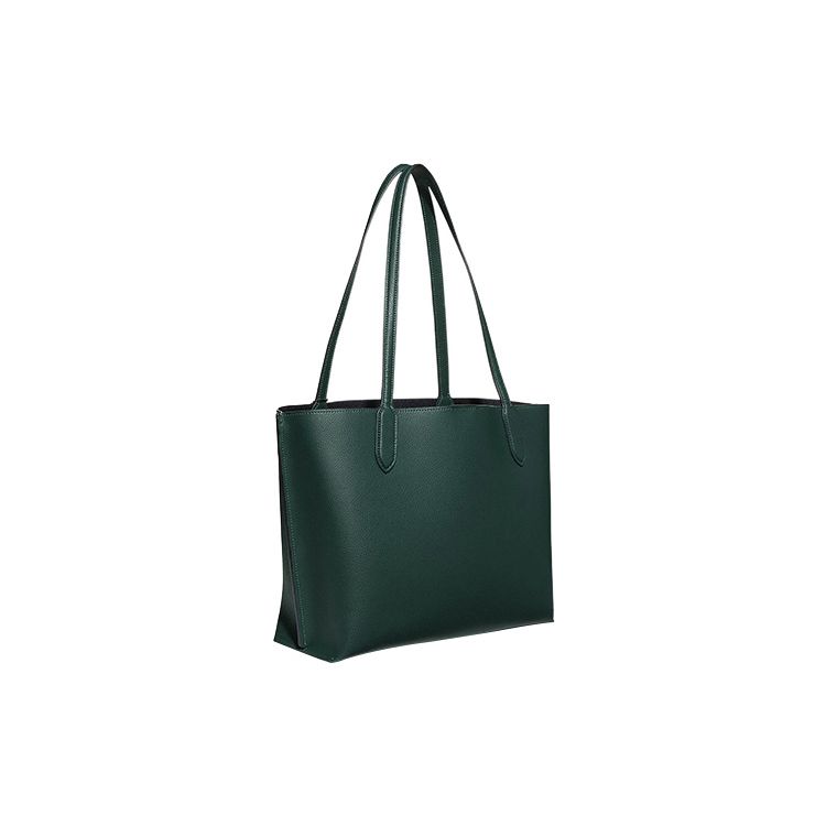 Coach Willow 34 Solid Color Turnlock Magnetic Closure Polished Pebble Leather Tote Bag Women Tote Forest-Green C0689-V5FOR
