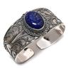Lapis Lazuli Gemstone 925 Sterling Silver Cuff Bangle Adjustable