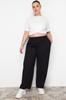 Women's Style Plus Size Black High Waist Knitted Trousers