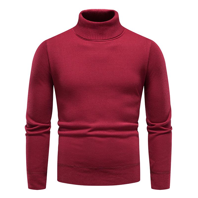 Men's Thick Knitted High-Neck Fleece Pullover Sweater - Autumn & Winter Casual Style