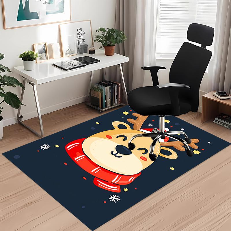 Christmas reindeer Printed Carpet, for Office Chair Living Room Bedroom Kitchen Room Decor Gifts.
