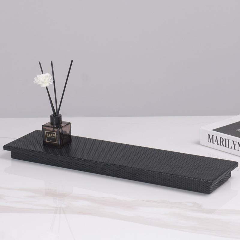 Легкий роскошный стильный поднос из металла и кожи, поднос для хранения ароматерапии, модель дома, мягкое украшение, украшение для журнального столика в прихожей