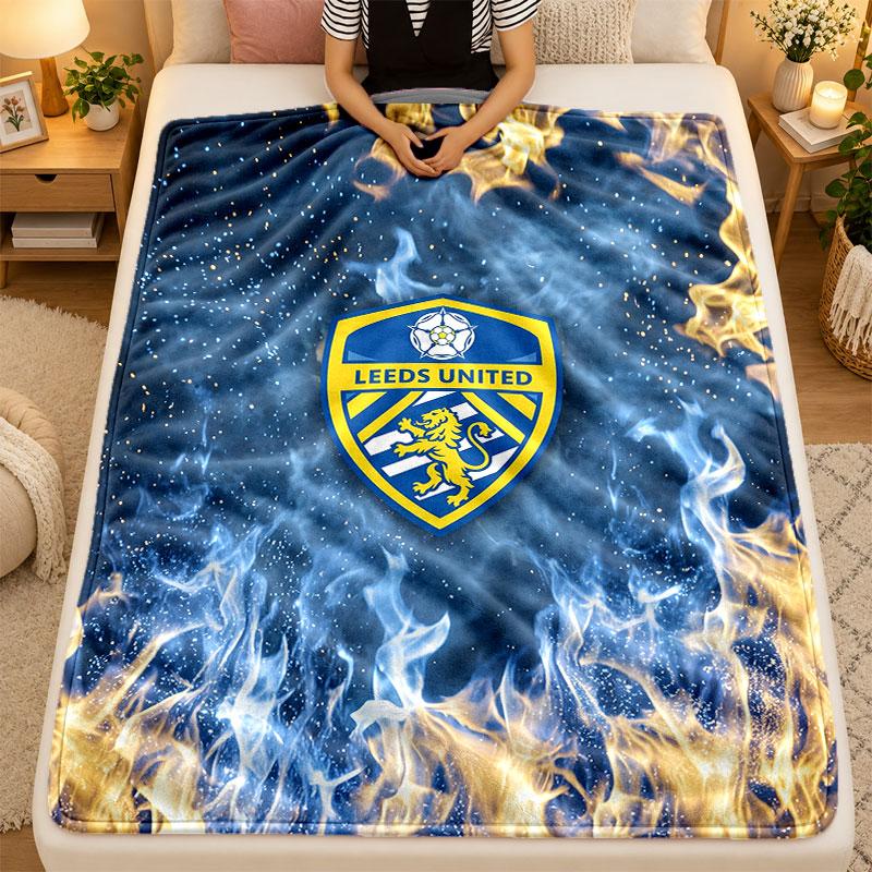 Фланелевое одеяло Leeds United Football Теплое Мягкое Плед для использования на диване кровати в гостиной