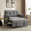 Modern 3-in-1 Sleeper Sofa 2-Seater, with 5-Way Adjustable Backrest, Pull-Out & Hidden Bed Function, Daybed, Chenille Fabric Couch with 2 Cushions