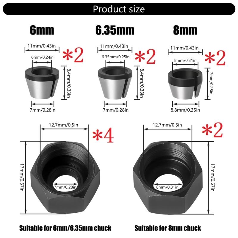 Набор из 12 цанг M17 для фрезеров и граверов Легкая конструкция для эффективной обработки дерева Улучшает захват и стабильность