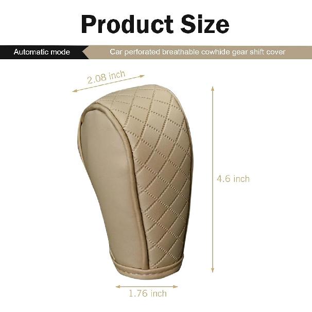 Car Gear Shift Knob Protector, Leather Anti-Slip Automotive Gear Shift Stick Cover, Breathable Waterproof Knob Protector Cover, Universal for Most