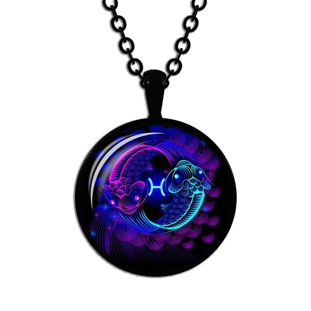 Новая мода 12 знаков зодиака дизайн зодиак гороскоп астрология кулон ожерелье дамы мужчины стекло кабошон ожерелье