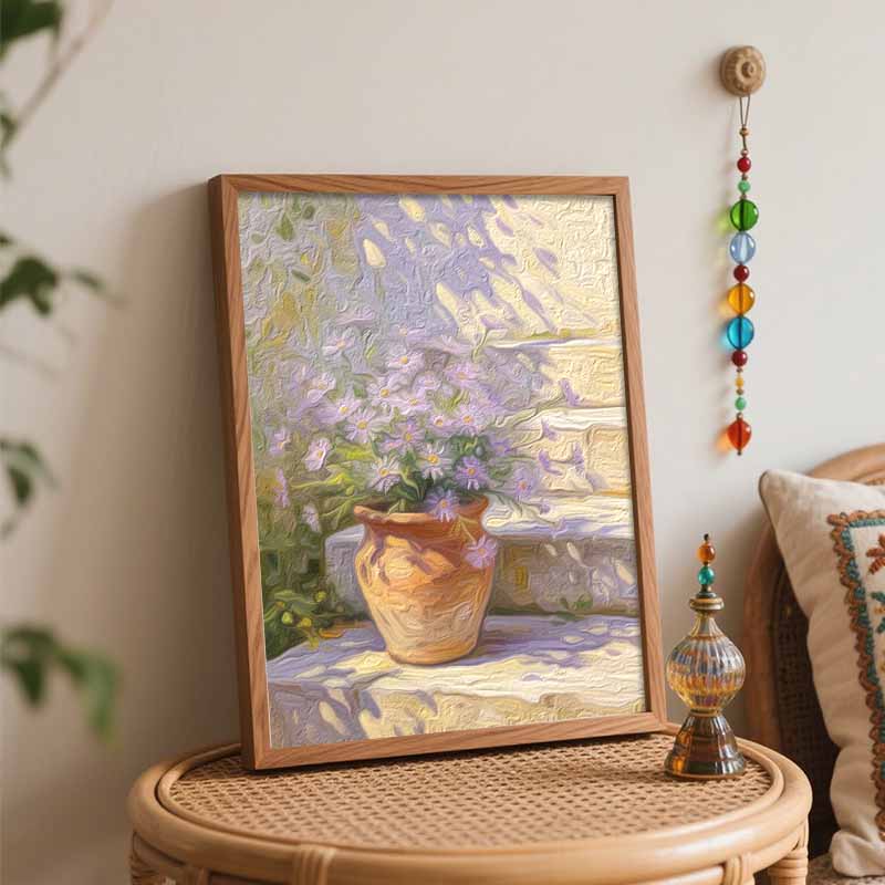 Набор для цифровой живописи маслом ручной работы DIY painting украшение для дома картина фиолетовых ромашек цветок в глиняном горшке пейзажная живопись