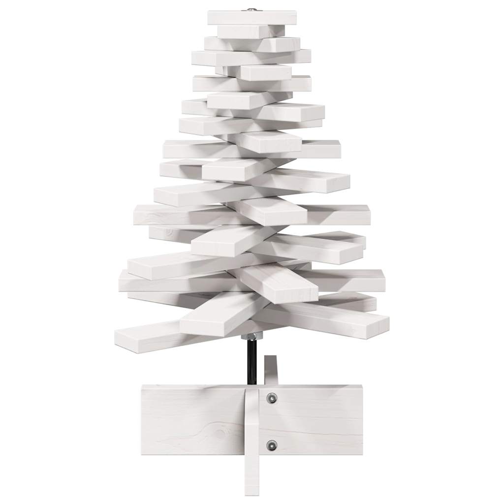 White Wooden Christmas Tree for Decoration 60 cm Solid Pine Wood