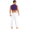 Mens Halloween Party Costume Sequin Trim Waistcoat Belted Pants Role Play Stage Performance Outfit