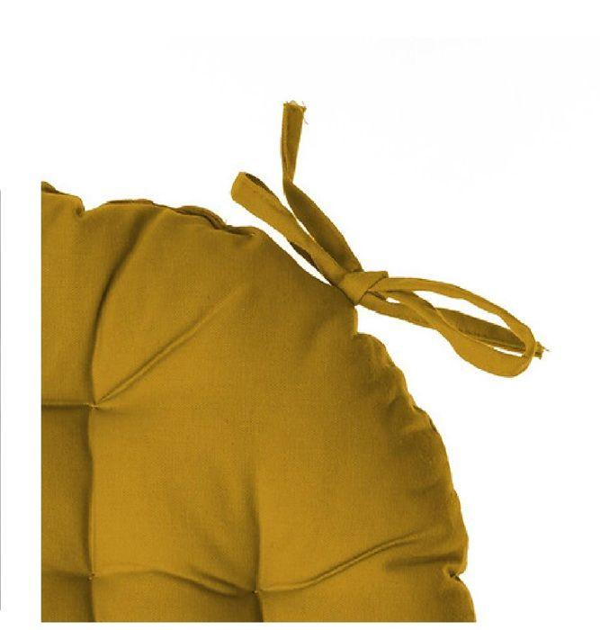 Galette de chaise ronde - Ocre - 38 cm - 100% Coton - Non déhoussable - Intérieur