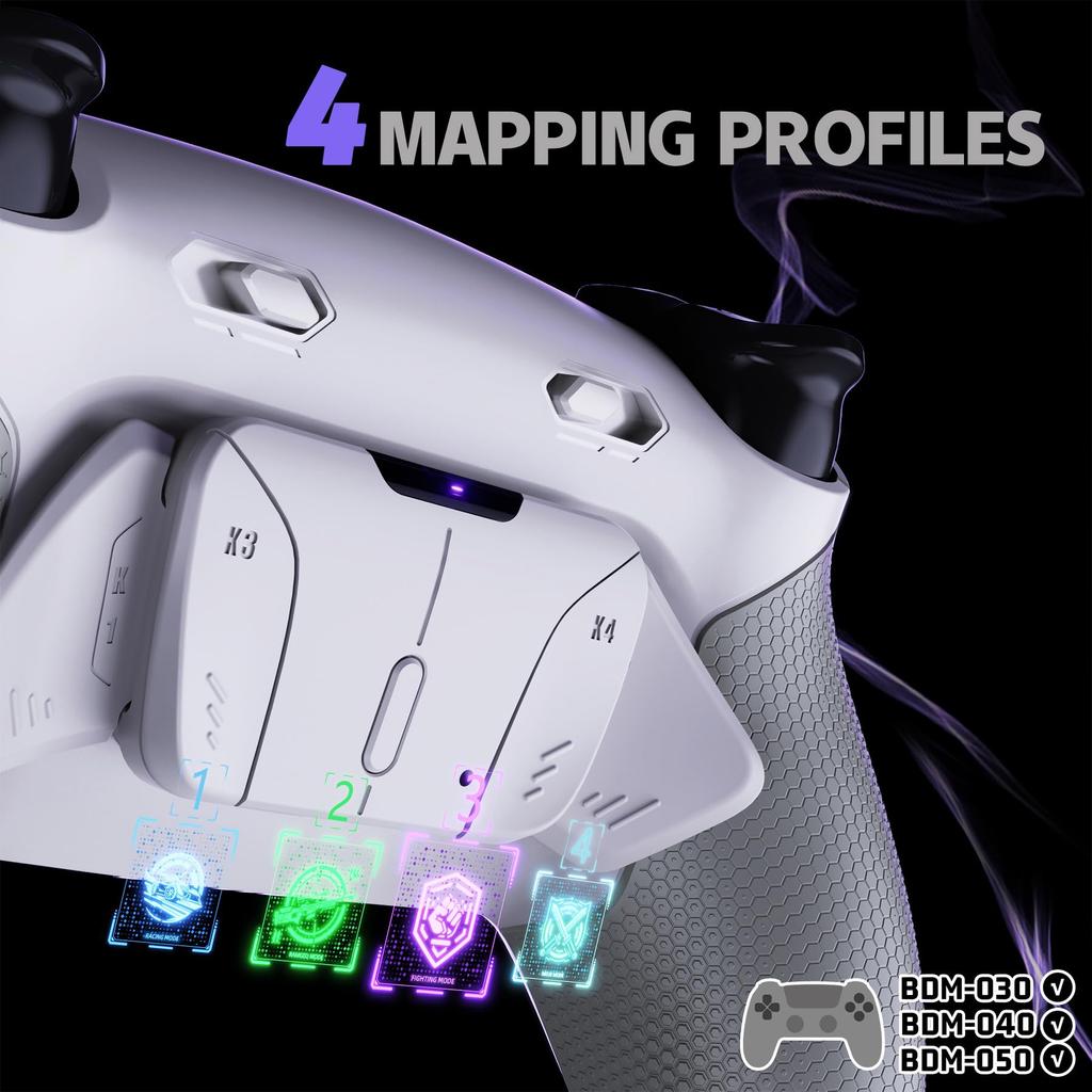 eXtremeRate RISE4 Plus MAX Back Paddle Kit Compatible with PS5 Controller 040 050 with Bottom Shell Clicky Trigger Stop Rubber Remappable Back Button