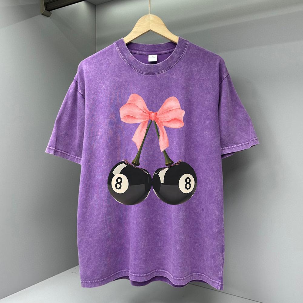 Розовый бант черный бильярд 8 вишен мужская одежда модная футболка футболка одежда дышащая хлопковая летняя футболка