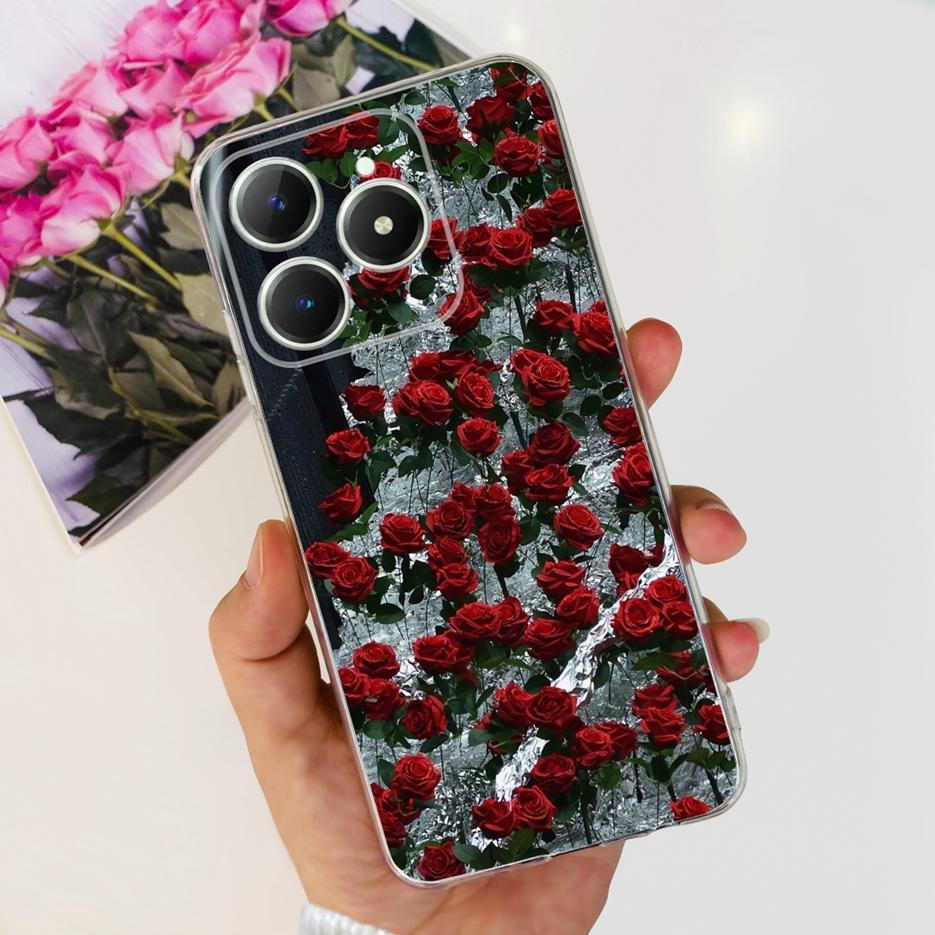 For Realme C61 Case RMX3939 Cute Panda Cartoon Painted Cover Soft Slim Phone Case For Realme C63 C 61 RealmeC61 RealmeC63 Bumper