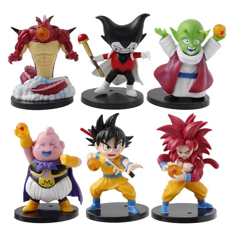 Идеальная Q-версия Bandai Dragon Ball: Набор фигурок персонажей, таких как Сунь Укун, Веджета, Бролли, Бу и Супер Синяя Форма