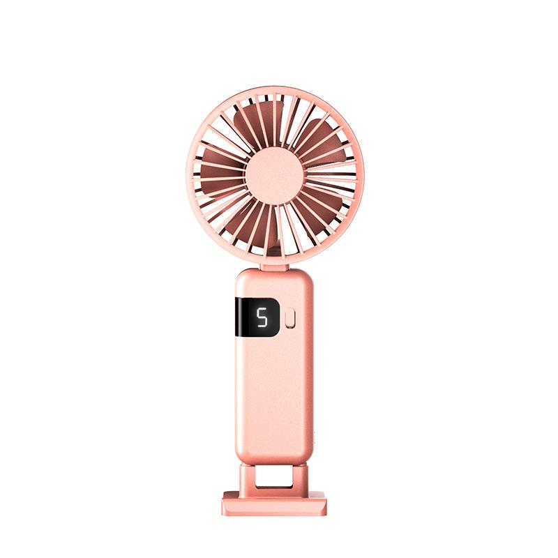 2026 Folding Handheld Fan USB Rechargeable Large Capacity Desktop Fan with Display Portable Hanging Stand