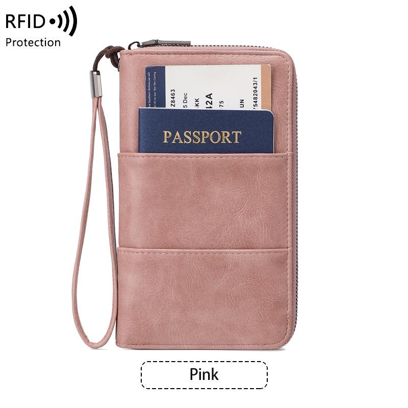 RFID Антимагнитный кошелек для паспорта на молнии: Многофункциональный держатель для ID и билетов