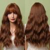 Коричневые длинные волнистые синтетические парики с челкой для повседневной вечеринки, парик для косплея для женщин