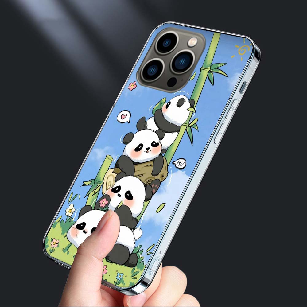 Очень милый чехол для телефона с маленькой пандой для Iphone 16E 15 Pro 14 Plus 17E 16 17 Pro Max Air 11 12 13 Mini Ударопрочный Capa Милый Cove