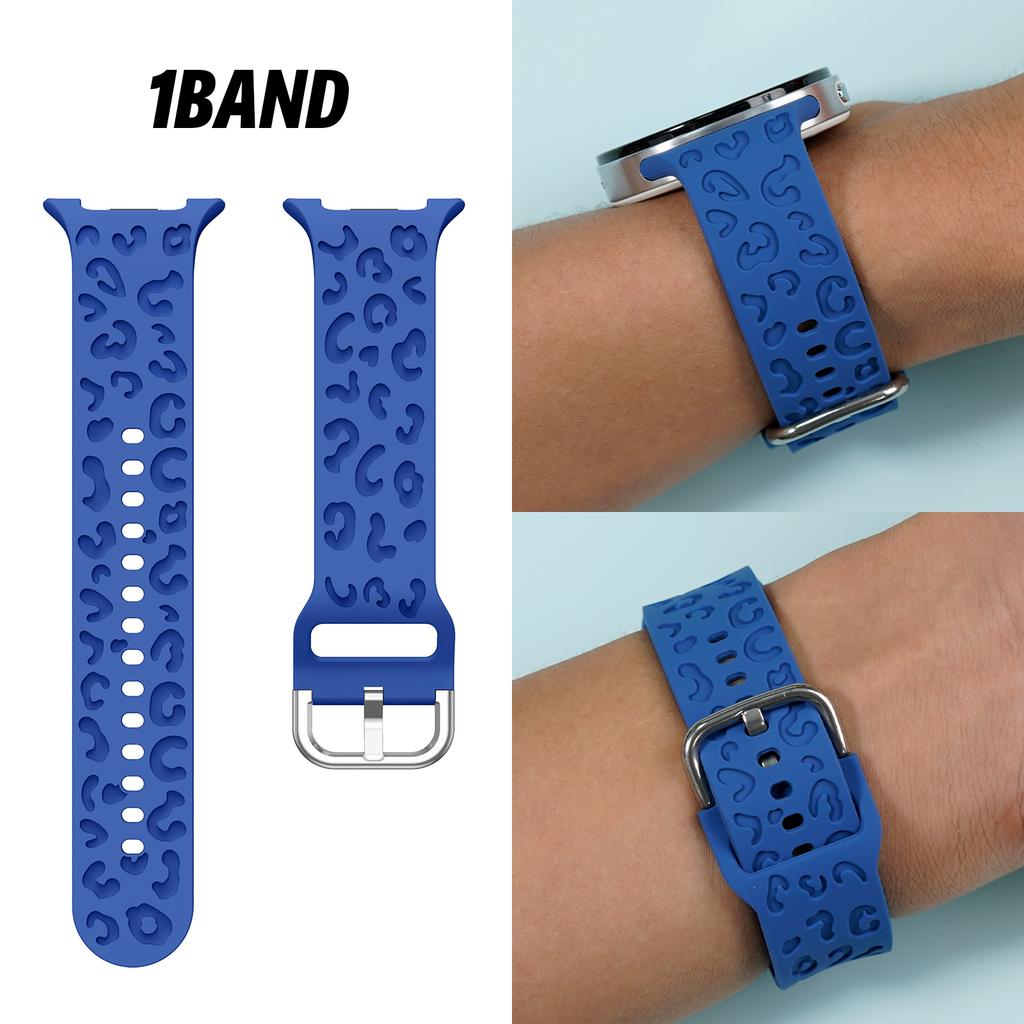Силиконовый спортивный ремешок с леопардовым принтом для Samsung Watch8 Classic (40/44/46мм) Дышащая, влагостойкая раскладывающаяся застежка