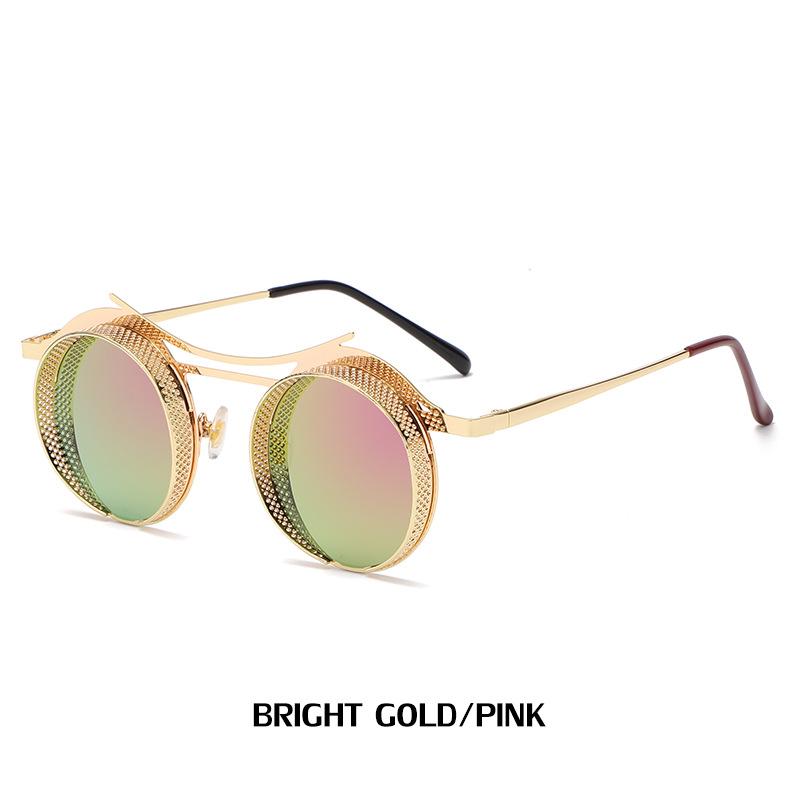 Европейские и американские солнцезащитные очки в стиле стимпанк в стиле ретро, мужские солнцезащитные очки в круглой оправе с полыми отверстиями, мужские модные очки