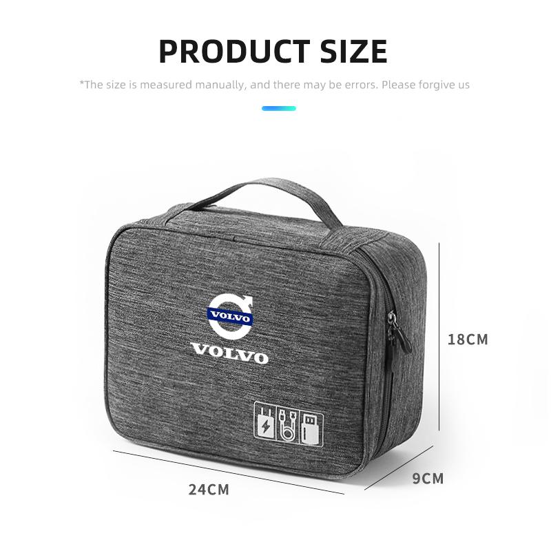 Multi-functional Large Capacity Waterproof Digital Electronic Organizer Storage Bag For Volvo V40 V60 V90 XC40 XC60 XC90 S60 S90