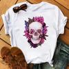 New Cartoon Mama Leopard Turban Skull Print Women Tshirts Casual Oneck Tops Loose Harajuku White T Shirt Korean Style Clothes