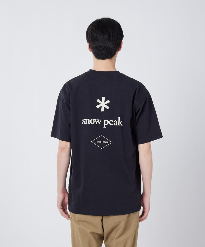 Snow Peak Trad Label Pocket Heavy T-Shirt SPTL-TS-26SU906, Black, Size M. Unisex heavyweight short-sleeve tee with a chest pocket.