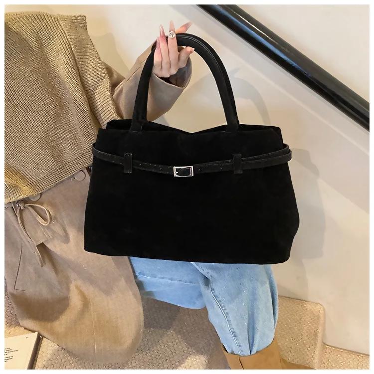 Женская ретро замшевая сумка-тоут для通勤 - Большая вместимость, сумка-стрела для осени и зимы