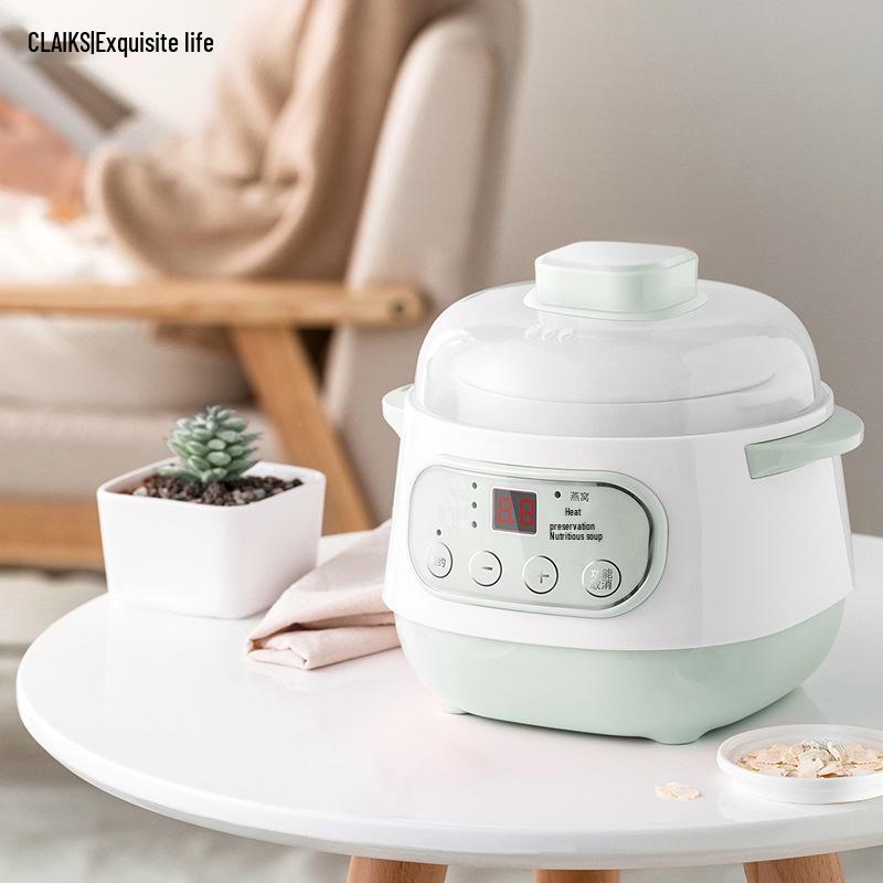 Mini Electric Slow Cooker: Double Boiler Ceramic Stew and Porridge Pot, Perfect for Soups and More.