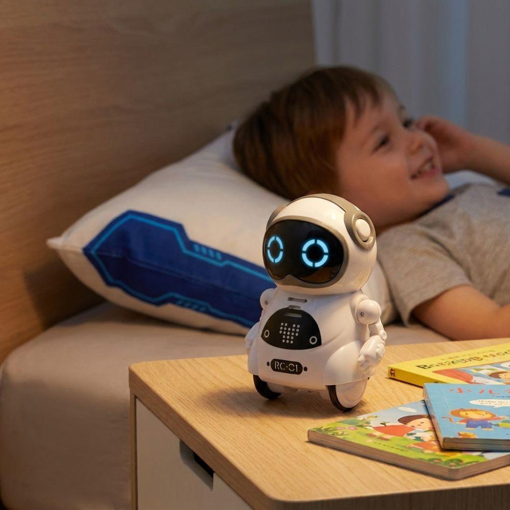 Plastic Pocket Robot White Interactive Robot Portable Talking Robot For Adults
