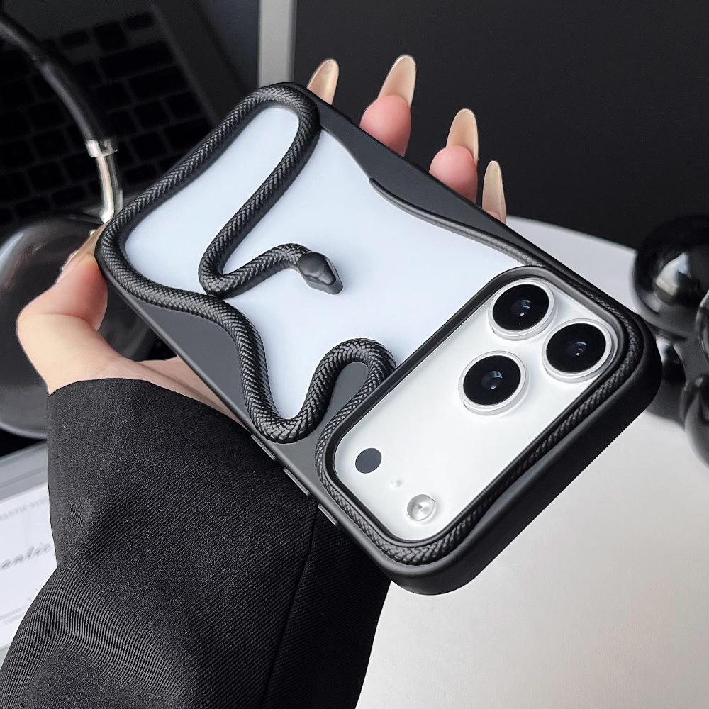 Матовый 3D полый чехол-накладка со змеей для iPhone 17 Air 16 11 12 13 14 15 Pro Max Plus с покрытием, теплоотводящий чехол Funda
