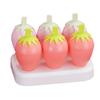 Houseeker Cute Strawberry Ice Cream Mold 6 Cells Ice Cube Tray Summer Popsicle Lolly Maker Tools