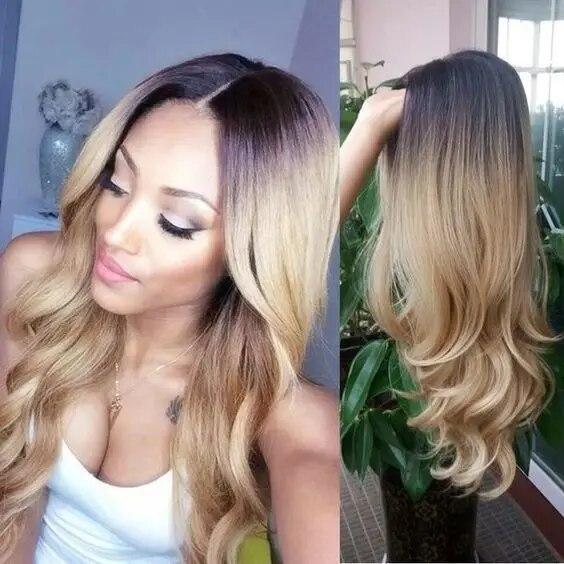 Long Wavy Wigs Ombre Gray To Watermelon Red Black Grey Purple Blue Brown Synthetic Hair For Black White Women Cosplay Party