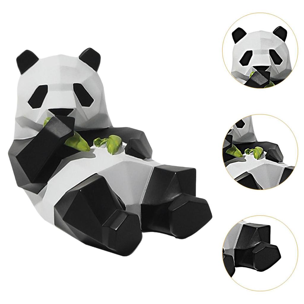 Panda Figurine Table Decoration Adorable Centerpiece Cute Panda Statue Animal Sculpture for Bookshelf Home Bedroom TV Cabinet
