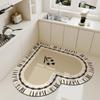 Creative Beige Heart Pattern Kitchen Floor Mat Cream Style Irregular Decoration Home Carpet Easy To Clean Easy Care PVC Foot Mat