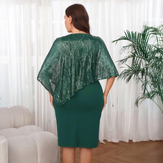 Женское платье-накидка без рукавов с накладными пайетками, облегающее платье-карандаш с пайетками большого размера, женское вечернее платье миди