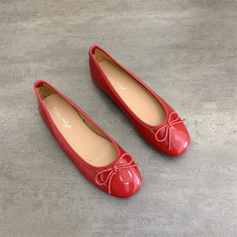 Women Flat Heel Outdoor Casual Mary Jane Red Flat Shoes Fashion Shallow Slip On Ladies Elegant Ballerinas Soft Shoes