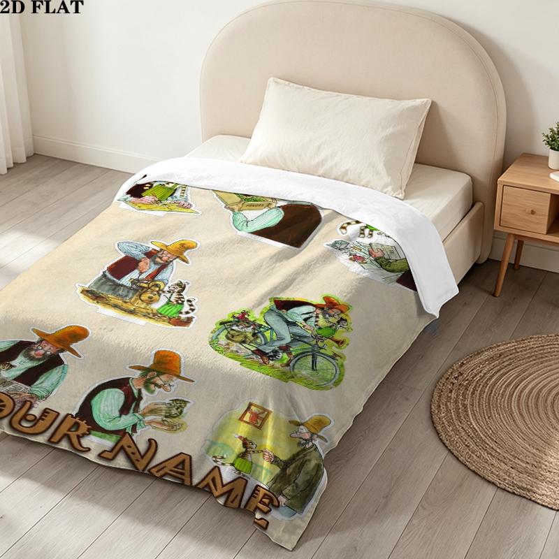 Custom Name Pettson Print Flannel Blanket, High quality Comfortable for All Seasons, Home Decor, Warmth and Comfort, Perfect for Christmas Gifts