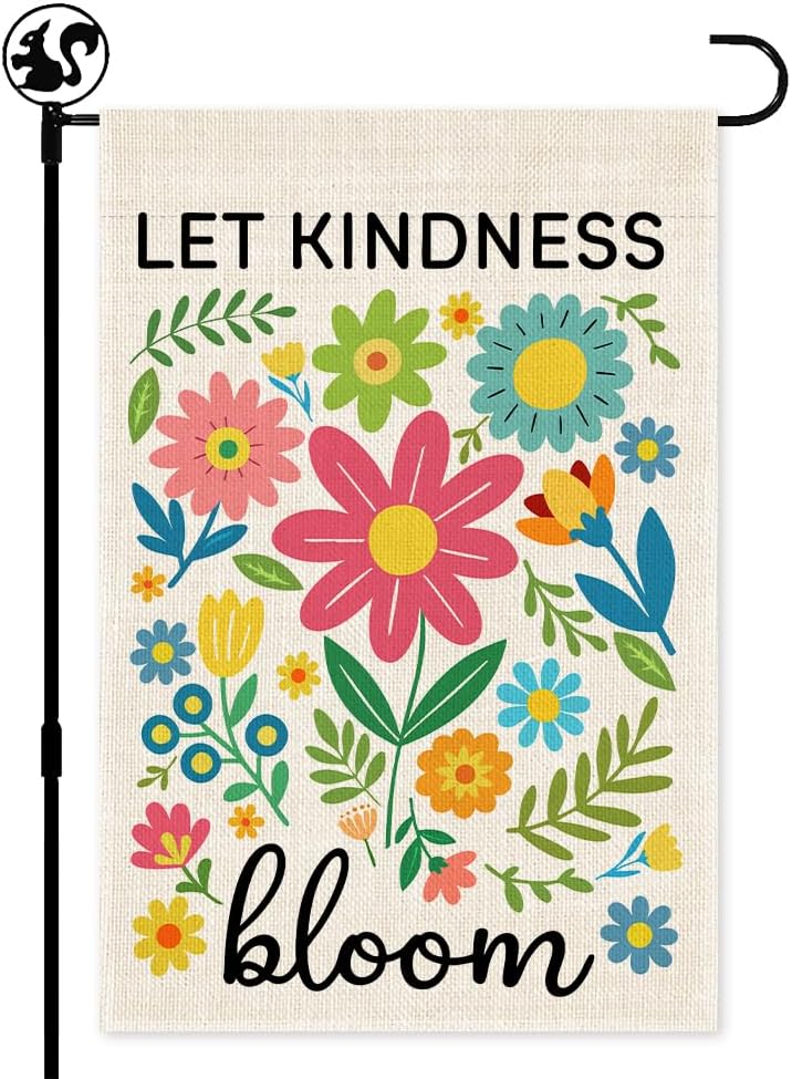 Let Kindness Bloom Garden ag, Double Sided Farmhouse Outdoor Decor Yard ag Gifts, Boho oral Be Kind for Classroom Ther