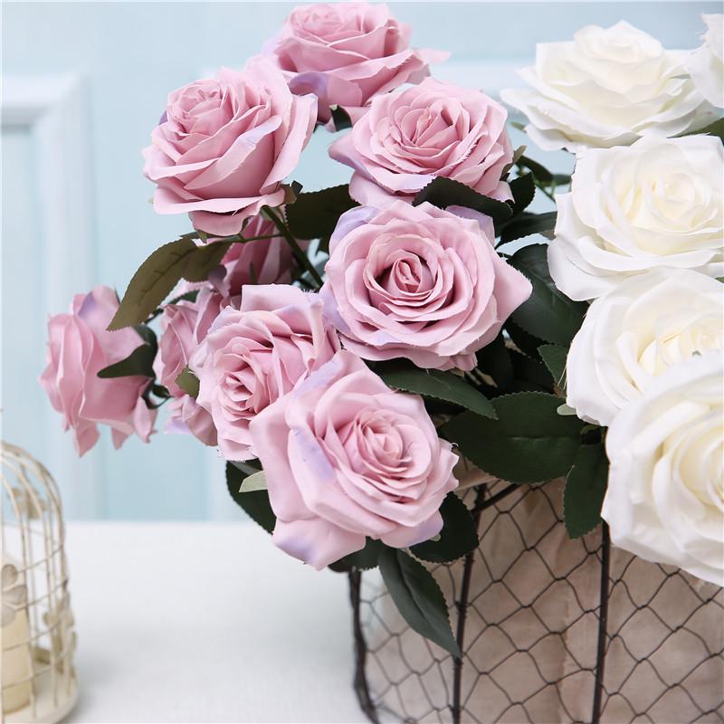 10-Head French Rose Bouquet: Wedding & Home Decor Flowers