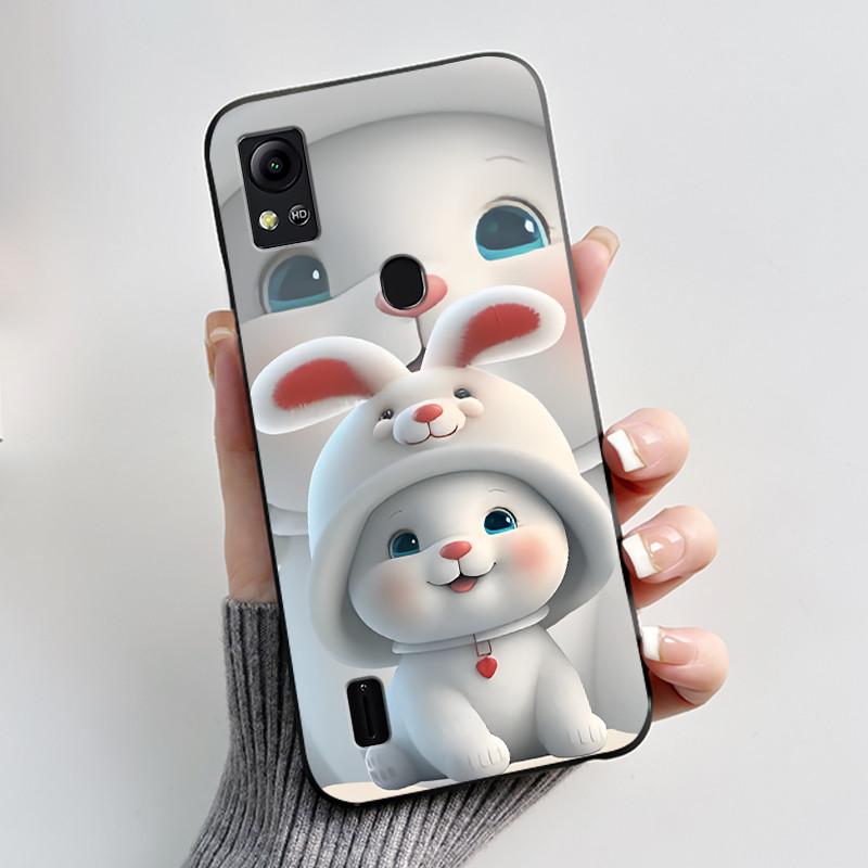 For Cricket Icon 5 Case AT&T Motivate 4 (SL112A/SL112C) Back Cover Luxury Cute Love Rabbit Funny Black Soft Silicone Phone Case