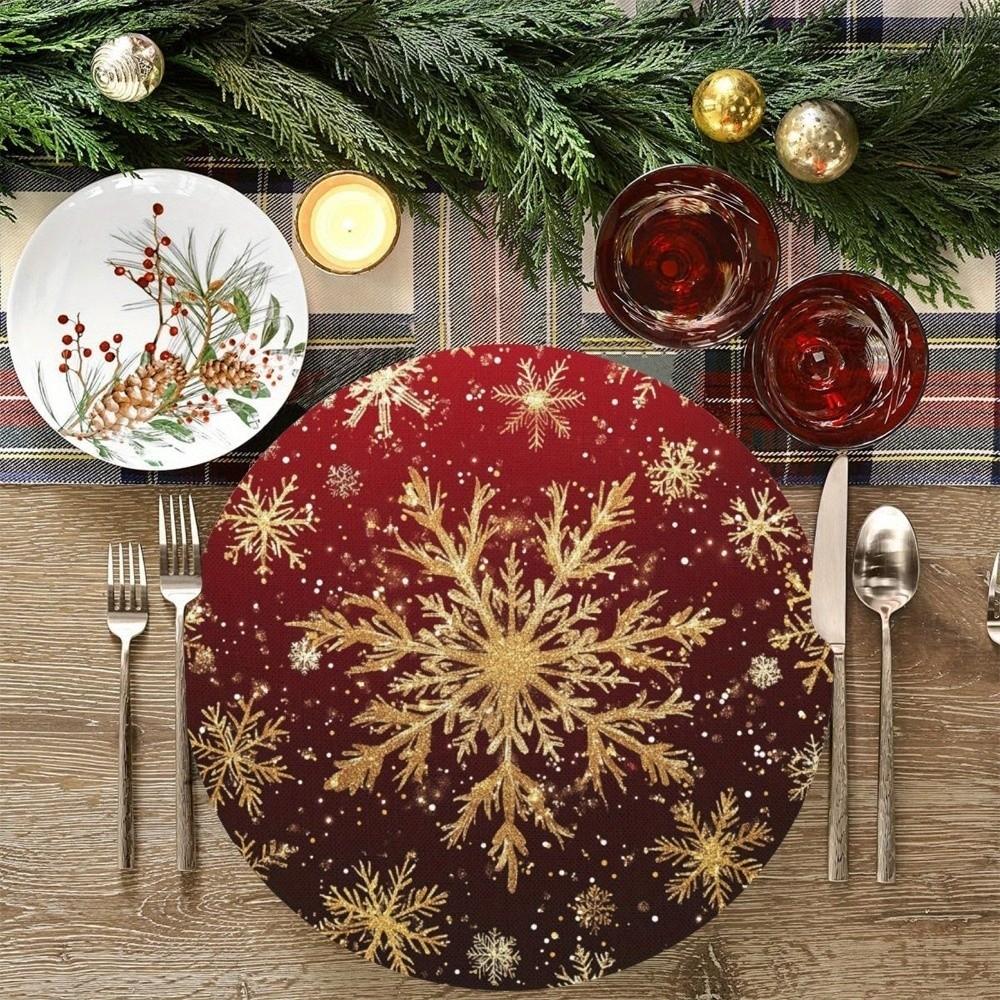 38cm Table Mats Santa Claus snowflakes Christmas Decor Tablecloth Creative Christmas Placemat