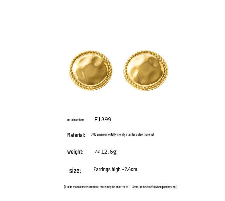 Винтажные круглые серьги Maillard с витым краем, модный аксессуар из нержавеющей стали с покрытием 18 карат золотом