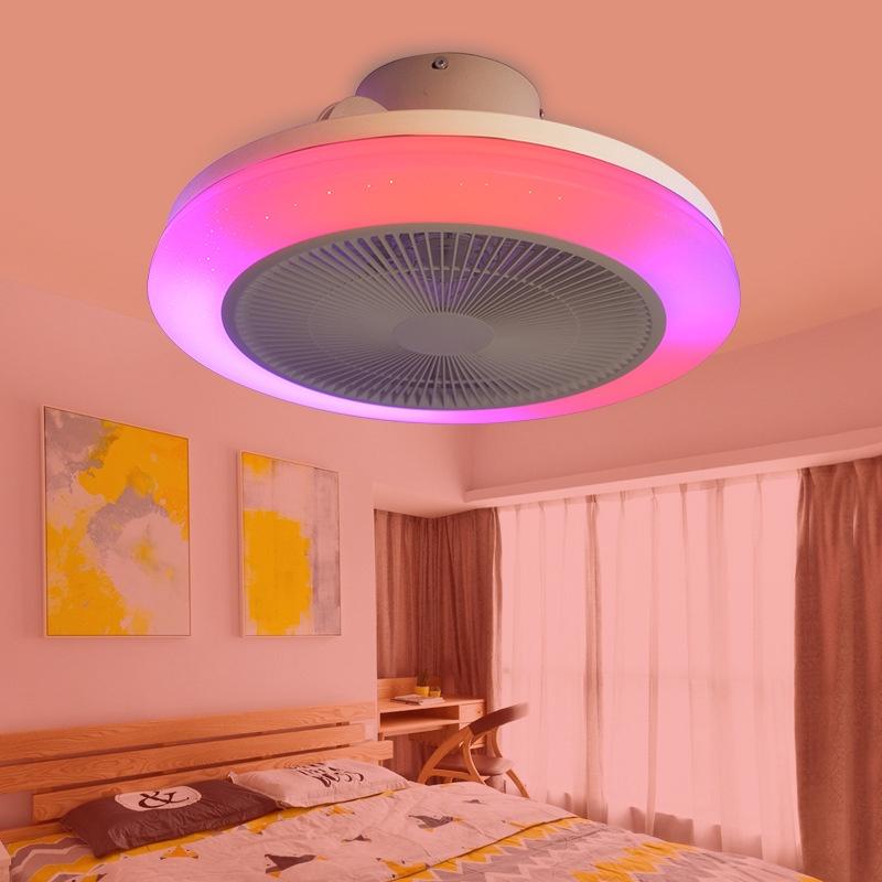 300 Вт Современные RGB LED Потолочные светильники-вентиляторы Управление через приложение и пульт ДУ Вентилятор с 3 регулируемыми скоростями ветра Диммируемый потолочный светильник-вентилятор 48*20 см