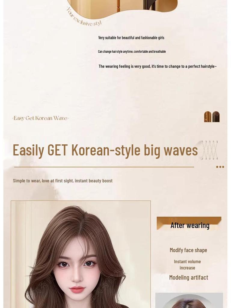 Женская натуральная длинная париковая шапка с реалистичными большими волнами и незаметной челкой с прямым пробором