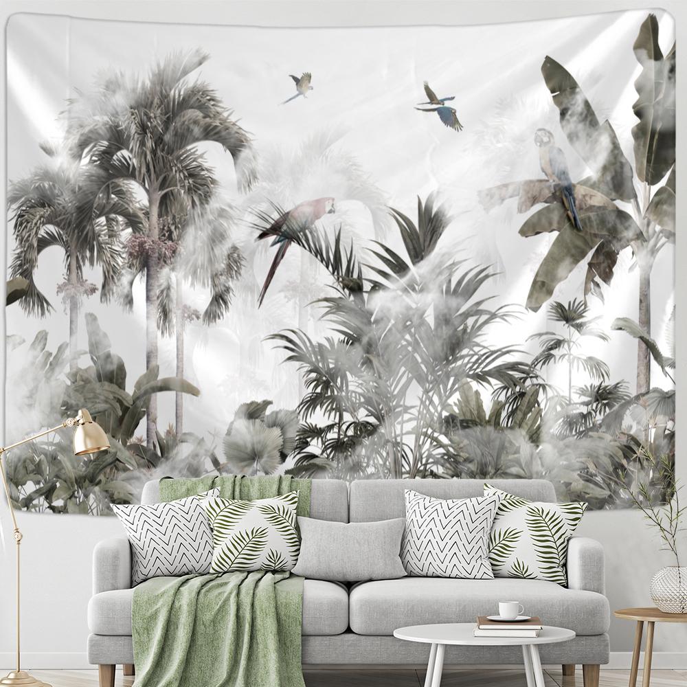 Гобелен «Попугай в тумане» психоделический хиппи Тапиз Бохо настенная роспись Эстетическая комната домашний декор