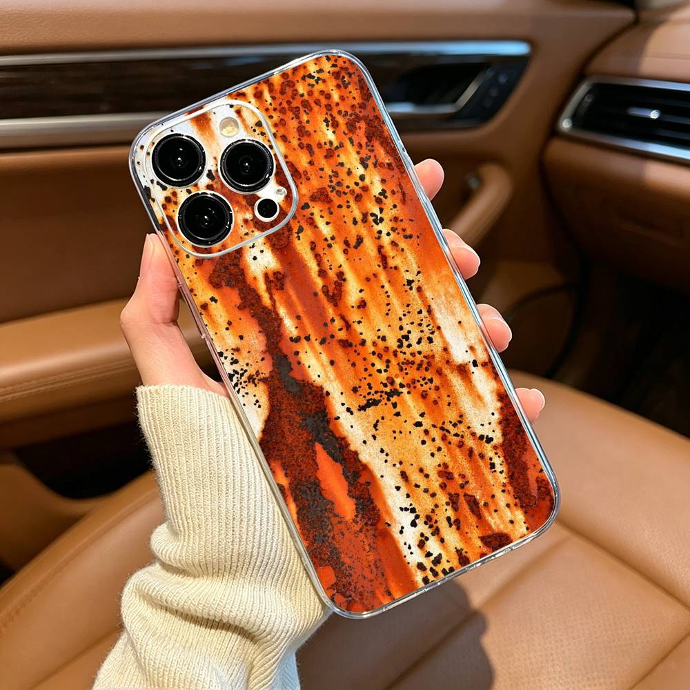 Ретро Индустриальный Стиль Ржавый Чехол Для Телефона Для iPhone17,16,15,14,13,12,11 ,Pro Max,16/15/14 Plus Прозрачная Крышка