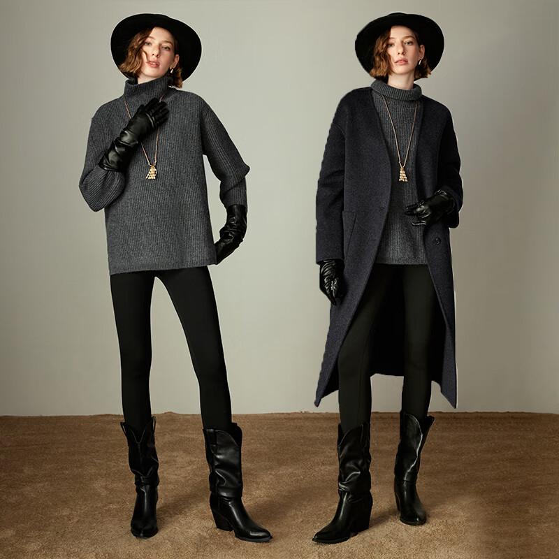 Chuyu Women's Chunky Knit Relaxed Fit Split Back Collar Sweater