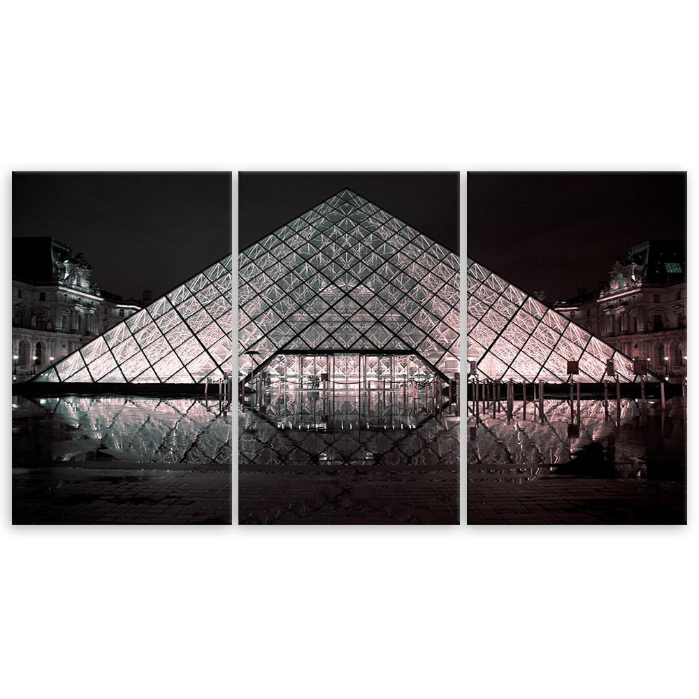 Three Piece Picture Canvas Print Louvre Paris France